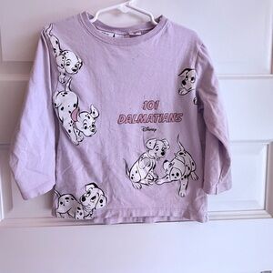 Zara Disney 101 Dalmatians Kids Lavender Long Sleeve Tee 4T